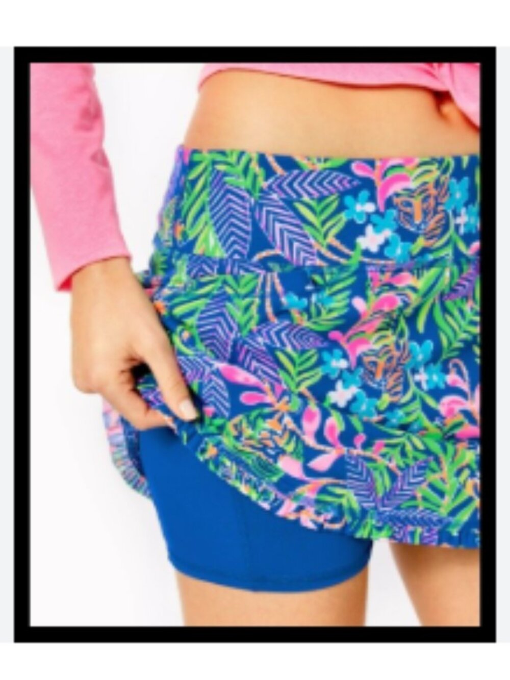 Lilly Pulitzer Luxletic Anika Skort Large How You Like Me Prowl Tiger Ruffle EUC